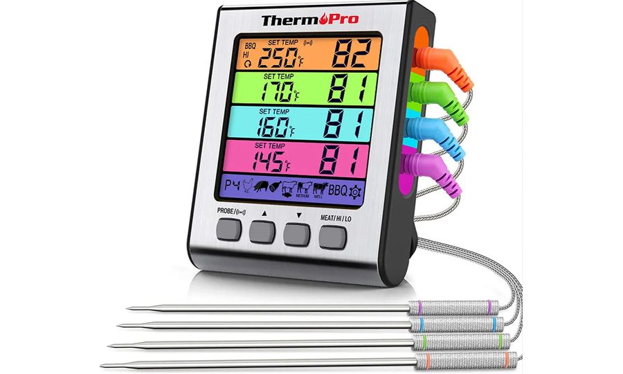 Termometru digital de bucătărie ThermoPro TP-17H, cu patru sonde, argintiu