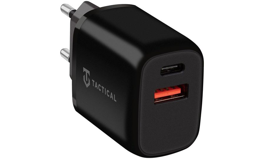 Tactical Base Plug Dual, USB-C și USB-A 20W încărcător/adaptor de rețea de 20W, negru