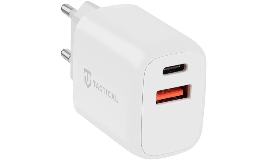 Tactical Base Plug Dual, síťová nabíječka/adaptér USB-C a USB-A 20W, bílá
