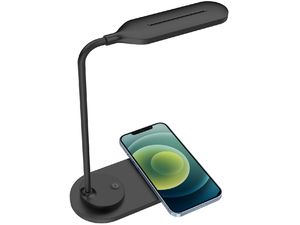 Mobilly LED asztali lámpa vezeték nélküli töltővel, fekete színben