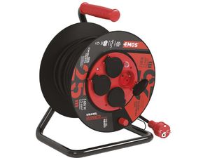 Cablu prelungitor pentru exterior pe rolă 25 m / 4 buc. / negru / cauciuc-neopren / 230V / 2,5 mm2