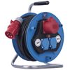 Cablu prelungitor exterior pe tambur 25 m / 3 prize / negru / cauciuc / 230V/400V / 1,5 mm2