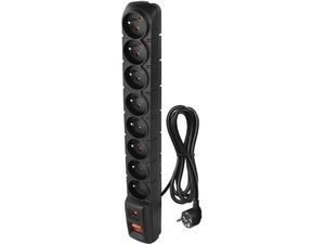 Protector de supratensiune EMOS, 8 prize, 1,5 m, negru
