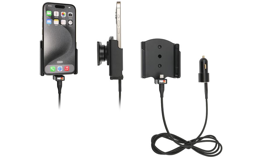 Brodit suport auto pentru Apple iPhone 15 Pro/iPhone 15 fără carcasă, cu încărcare CL/USB-C