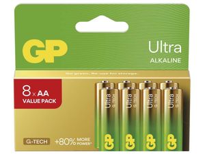 Alkalická baterie GP Ultra AA (LR6), 8 ks