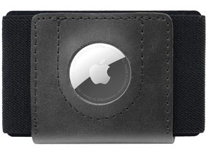 FIXED Tiny Wallet pentru AirTag portofel din piele de vacă naturală, negru