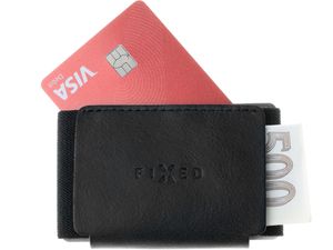 FIXED Tiny Wallet pentru AirTag portofel din piele de vacă naturală, negru