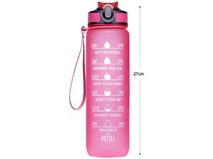 Láhev na pití z Tritanu 1L, s brčkem proti nežádoucímu rozlití, růžová