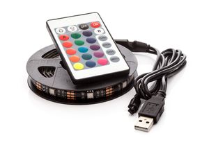 OPTY LED szalag 150cm, USB, 45 LED, távirányító, 20 szín, öntapadós, öntapadós