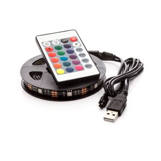 OPTY LED szalag 150cm, USB, 45 LED, távirányító, 20 szín, öntapadós, öntapadós