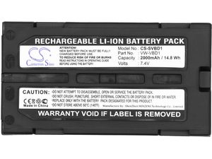 Akkumulátor HITACHI, JVC, Panasonic, Hitachi, Fuji és másokhoz, 2000 mAh, Li-Ion