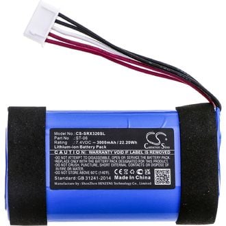 Akkumulátor a Sony Srs-Xb31 (egyenértékű Sony ST-06) számára, 3000 mAh