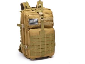 Mobilly Rucsac militar tactic, curea pentru talie și piept, sistem MOLLE, 45l, nisip / kaki