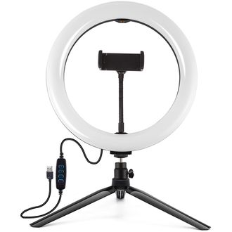Inel selfie, iluminare LED, suport pentru telefon, 10"