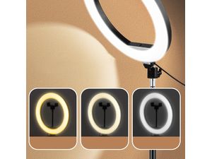 Inel selfie, iluminare LED, suport pentru telefon, 10"