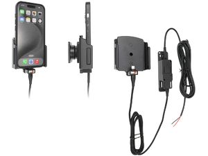 Brodit държач за кола за Apple iPhone 15 Pro/iPhone 15, регулируем, с дебелина 8-12 мм, със скрито зареждане