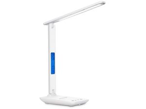 Mobilly LED-Tischleuchte mit Display und kabellosem Ladegerät, weiß