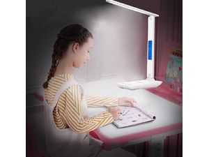 Mobilly LED-Tischleuchte mit Display und kabellosem Ladegerät, weiß
