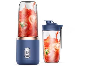 Hordozható Smoothie készítő, 400ml, USB kábeles töltés, kék színű