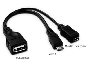 Brando microUSB kabel s funkcí OTG (USB Host) a přídavným napájením
