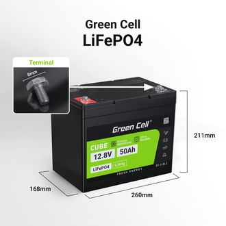 Green Cell LiFePO4 akkumulátor 12,8V 50Ah
