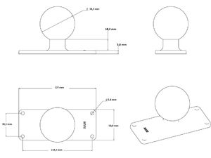 RAM Mounts obdélníkový úchyt na šrouby nebo vruty, 5 x 12,7 cm, s kulovým čepem 1,5",RAM-202U-25