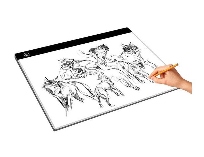 Velkoplošná svítící deska na obkreslování, velikost A3 - 40x33 cm  + 900 ks štítků