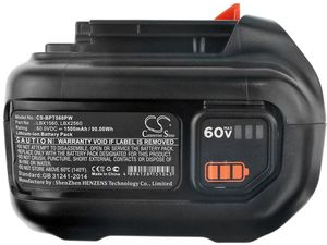 Akkumulátor Black & Decker 60V MAX fúvógéphez, 60V MAX sövénynyíróhoz és több más készülékhez, 60 V, 1,5 Ah, Li-Ion