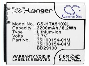 Baterija za HTC Wildfire S, razširjena, vključno s pokrovom, Li-Ion 3,7 V 2200 mAh