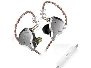 KZ ZS10 PRO, HiFi fejhallgató mikrofonnal, ezüst színű