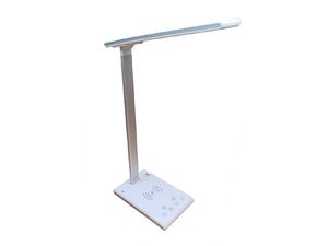 Mobilly LED-Schreibtischlampe, Farbe und Lichtintensität einstellbar, kabelloses Qi-Ladegerät, USB, weiß