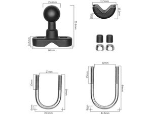 VINmounts Buchse für 13-32 mm Durchmesser, mit 1" Stift