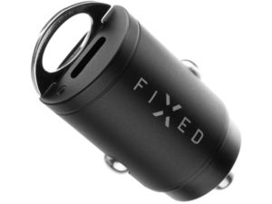 FIXED mini autós töltő, 2xUSB-C, PD 30W, fekete