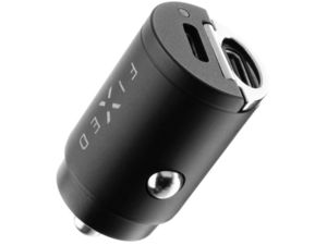 FIXED mini autós töltő, 2xUSB-C, PD 30W, fekete