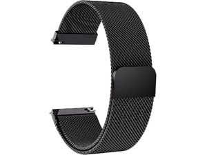 Curea universală metalică de schimb, închidere magnetică, cataramă milaneză, 22 mm, negru