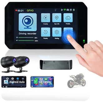 Ottocast CarPlay Lite C5 SE hordozható motorkerékpár kijelző, GPS, vezeték nélküli CarPlay/Android Auto