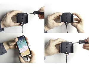 Brodit suport auto pentru Apple iPhone 11/XR/X/X/Xs/X/8/7 în carcasă, cu încărcare/USB., lățime reglabilă 70-83mm, grosime 2-10mm