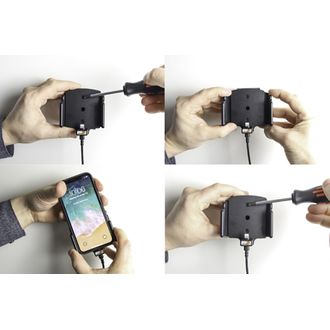 Brodit suport auto pentru Apple iPhone 11/XR/X/X/Xs/X/8/7 în carcasă, cu încărcare/USB., lățime reglabilă 70-83mm, grosime 2-10mm