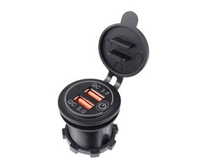 Mobilly Vízálló beépített töltő / motorkerékpár aljzat, 2x USB, QuickCharge 3.0