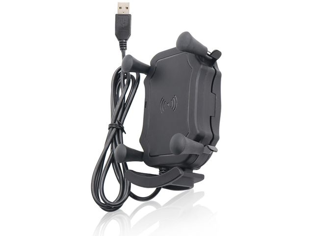 obsah balení VINmounts univerzální držák s bezdrátovým nabíjením Qi 15W, 9cm rameno, přísavka na sklo