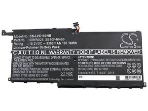 Akkumulátor Lenovo 20fb002vge, Lenovo 20fb003rge (ekv. Lenovo 00HW028), 3300 mAh számára.