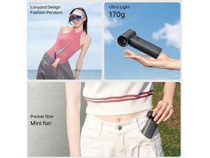 JisuLife Life 9, tragbarer Ventilator, 5 Geschwindigkeiten, 5000 mAh Akkukapazität, schwarz