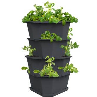 Gusta Garden PAUL POTATO - ghiveci cu 4 straturi, antracit, cu udare automată