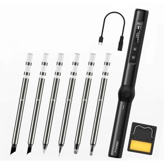 Mașină electrică de microsoldare programabilă cu afișaj FNIRSI HS-01 SMART, 6 vârfuri, 80°C-420°C, negru
