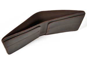 Luufan minimalista bőr pénztárca, kézzel varrott, sötétbarna színű