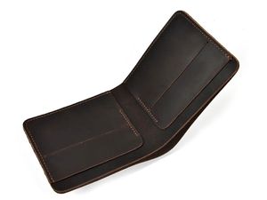 Luufan minimalista bőr pénztárca, kézzel varrott, sötétbarna színű