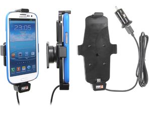Brodit držák do auta na Samsung Galaxy S4, S III i9300 v pouzdru, s nabíjením z CL/USB, s pružinou