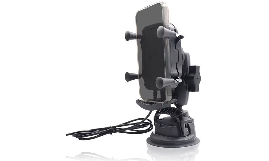 VINmounts univerzální držák s bezdrátovým nabíjením Qi 15W, 9cm rameno, přísavka na sklo
