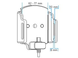 Brodit állítható autós tartó USB-C rejtett töltéssel w.62-77 mm, vastagság 6-10mm