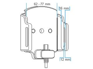 Brodit suport auto reglabil cu USB-C și încărcare la brichetă/USB w. 62-77 mm, grosime 12-16